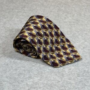 Vtg J Garcia 100% Silk‎ Tie Abstract Guitars Not For Resale Gold Red Blue 1996
